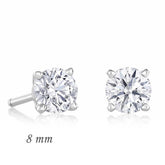 Boucles d'oreilles rondes en argent avec pierre unique en zircon - 8 mm.